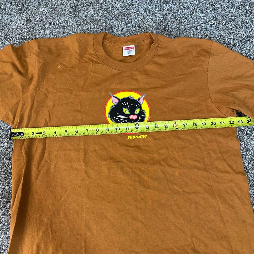 SUPREME Men's Black Cat Tee Size M In Burnt Orange - Picture 6 of 8